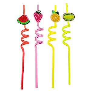 Canudo de Plástico resistente Divertido Frutas 4 UN