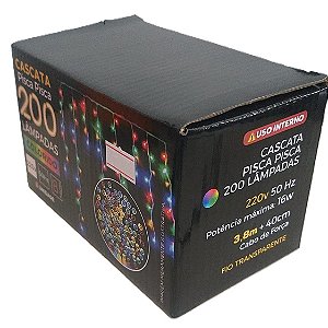 Cascata Pisca Pisca Led 220V 200 Luzes Colorido