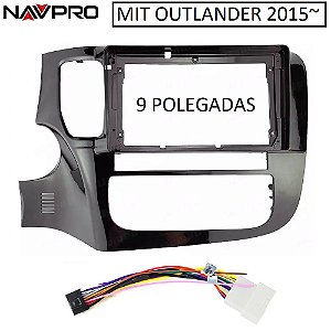 PARA MIT OUTLANDER 2015 9 POLEGADAS Moldura/Fascia e cabos de conexão para inst