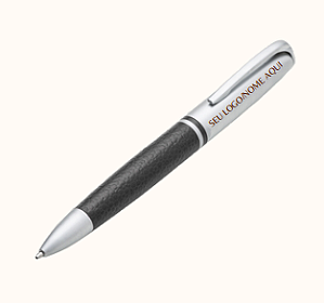 CANETA METALICA DETALHES EM COURO SINTETICO CLIPS CROMADO