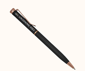 CANETA METALICA ACIONADO ROTAÇÃO - CLIPS ROSE GOLDE