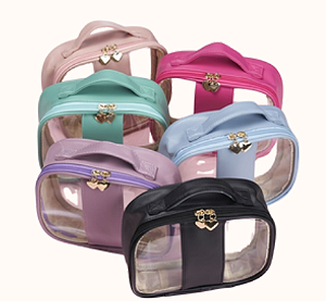 NECESSARIE MALETA TRANSPARENTE DE PVC COM FORRO