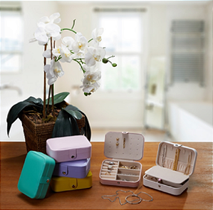 PORTA JOIAS DE COURO SINTÉTICO LISO