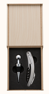 KIT VINHO 2 PEÇAS EM ESTOJO DE MADEIRA