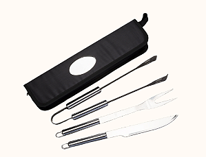 KIT CHURRASCO 3 PEÇAS EM ESTOJO DE NYLON