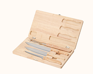 KIT CHURRASCO 4 PEÇAS EM ESTJO DE MADEIRA