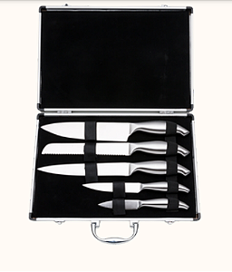 KIT FACAS 5 PEÇAS EM MALETA DE ALUMINIO