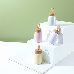 GARRAFA INOX PAREDE DUPLA 270ML INOX 304 DESIGNER EM BAMBU