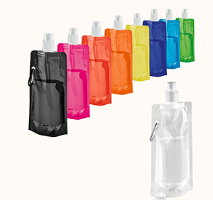 SQUEEZE 460ML DOBRAVEL EM PE, BICO "PUSH PULL" MOSQUETÃO