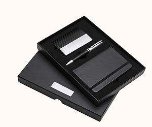 KIT EXECUTIVO 3 PEÇAS COM PORTA CARTÃO, CANETA E BLOCO DE ANOTAÇÃO