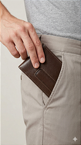 Carteira Masculina em Couro com Recorte Frontal