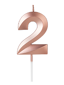 Vela Aniversário Design 5cm com 1 unidade Ouro Rose - N°2