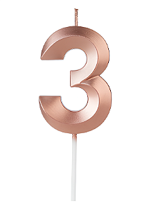 Vela Aniversário Design 5cm com 1 unidade Ouro Rose - N°3