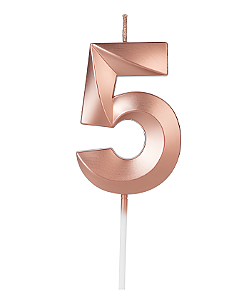 Vela Aniversário Design 5cm com 1 unidade Ouro Rose - N°5