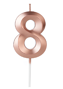 Vela Aniversário Design 5cm com 1 unidade Ouro Rose - N°8