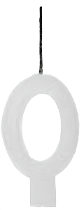 Vela Aniversário Glitter Big Branco 8cm com 1 unidade - N°0