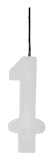 Vela Aniversário Glitter Big Branco 8cm com 1 unidade - N°1