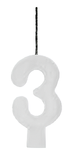 Vela Aniversário Glitter Big Branco 8cm com 1 unidade - N°3