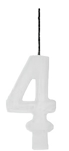 Vela Aniversário Glitter Big Branco 8cm com 1 unidade - N°4