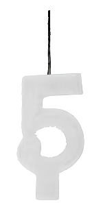 Vela Aniversário Glitter Big Branco 8cm com 1 unidade - N°5