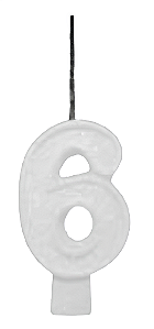 Vela Aniversário Glitter Big Branco 8cm com 1 unidade - N°6