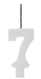 Vela Aniversário Glitter Big Branco 8cm com 1 unidade - N°7