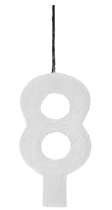 Vela Aniversário Glitter Big Branco 8cm com 1 unidade - N°8