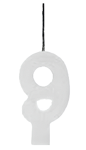 Vela Aniversário Glitter Big Branco 8cm com 1 unidade - N°9