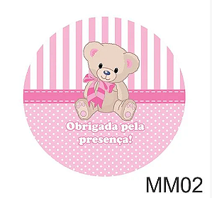 Adesivo Redondo - Chá de Fraldas MM02 c/ 20 unid. - Rosa Bebê