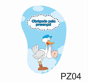 Adesivo Pezinho - Chá de Fraldas PZ04 c/ 20 unid. -  Azul Bebê