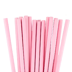 Canudo de Papel Liso 19,5cm com 20 unidades - Rosa