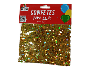 Confete para balão Holográfico Hexagonal 3mm 20g com 1 unidade - Cores - Dourado