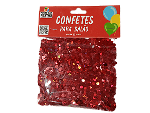 Confete para balão Holográfico Hexagonal 3mm 20g com 1 unidade - Cores - Vermelho