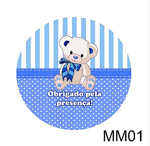 Adesivo Redondo - Chá de Fraldas MM01 c/ 20 unid. - Azul Bebê