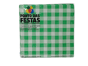Guardanapo de Papel Dupla Camada Xadrez 33x33cm c/ 20 unidades - Verde