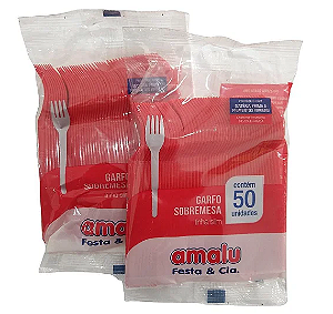 Garfo Sobremesa c/ 50 unid. - Amalu - Rosa Claro
