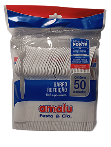 Garfo Refeição Linha Premium Extra Forte c/ 50 unid. Branco - Amalu