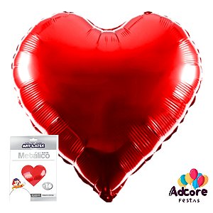 Balão Metalico Coração Art-Latex Vermelho  - 24