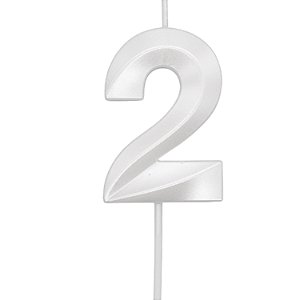 Vela Mini Design Branco Perolizada Número - 2