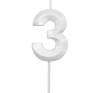 Vela Mini Design Branco Perolizada Número - 3