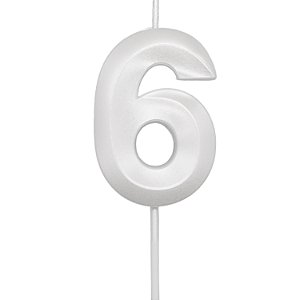 Vela Mini Design Branco Perolizada Número - 6