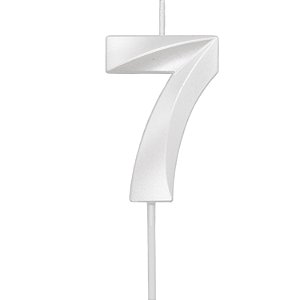 Vela Mini Design Branco Perolizada Número - 7