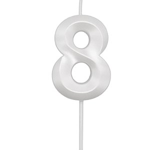 Vela Mini Design Branco Perolizada Número - 8