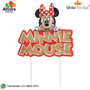 Vela Minnie Colorido Glitter - Dourado