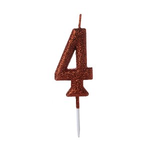 Vela Pequena Vermelha Glitter Número - 4