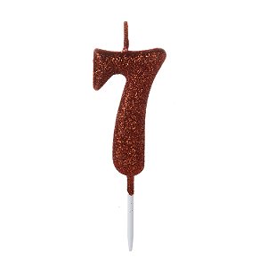 Vela Pequena Vermelha Glitter Número - 7