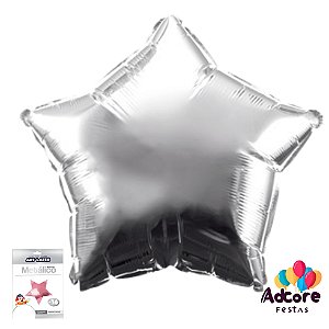 Balão Metalico Estrela Art-Latex Prata 24