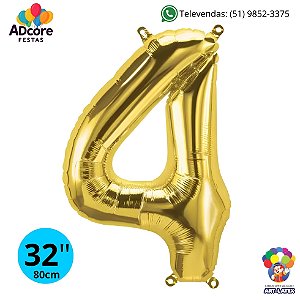 Balão Metálico Número Art-Latex 32" - Art-Latex - Ouro - 4