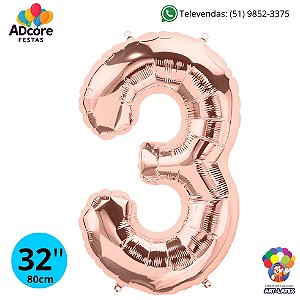 Balão Metálico Número Art-Latex 32" - Art-Latex - Rose Gold - 3
