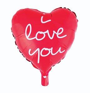 Balão Metalizado c/ Canudo 18" - I Love You
